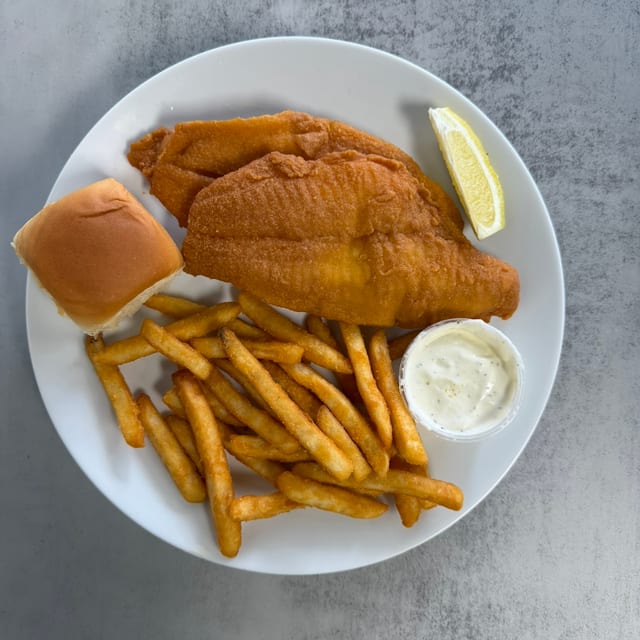 2 PCs Fish with roll Fries.