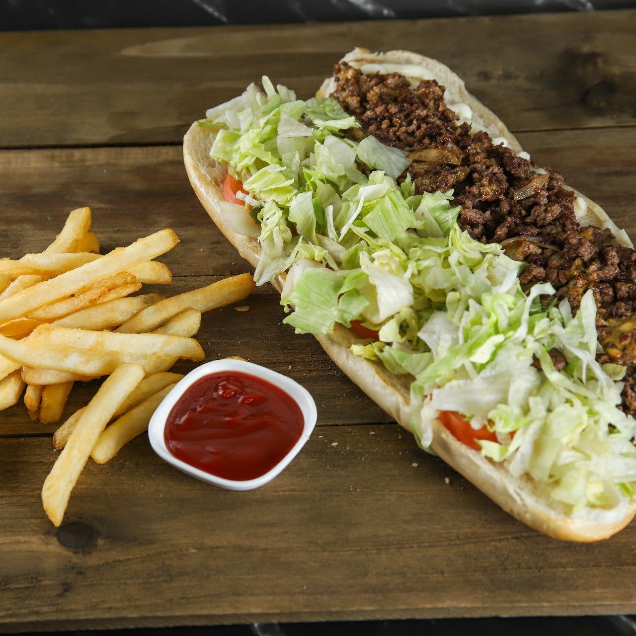 12" Chopped cheese sandwich.