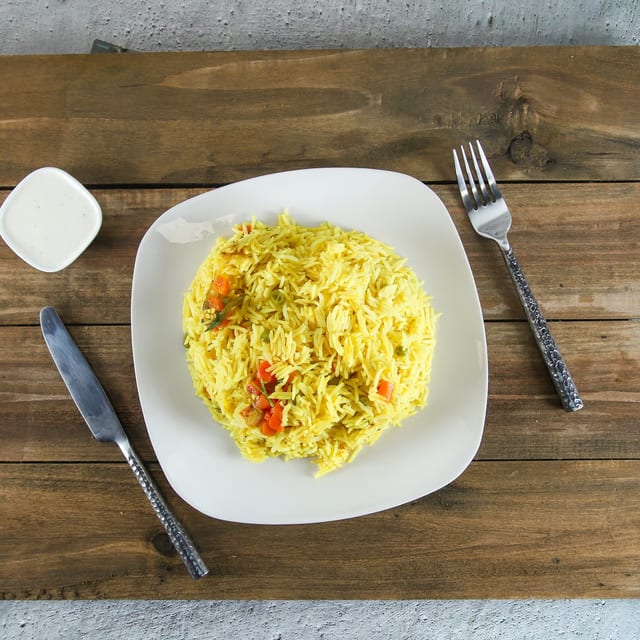 Yellow veggie rice.