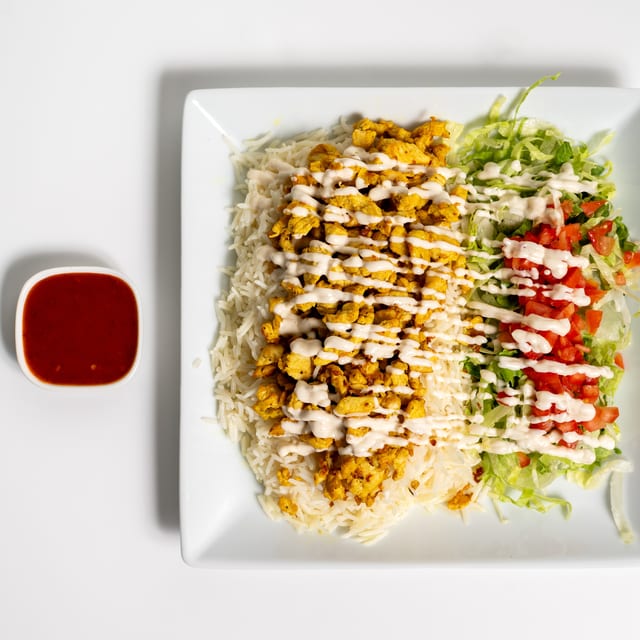 Chicken over rice.