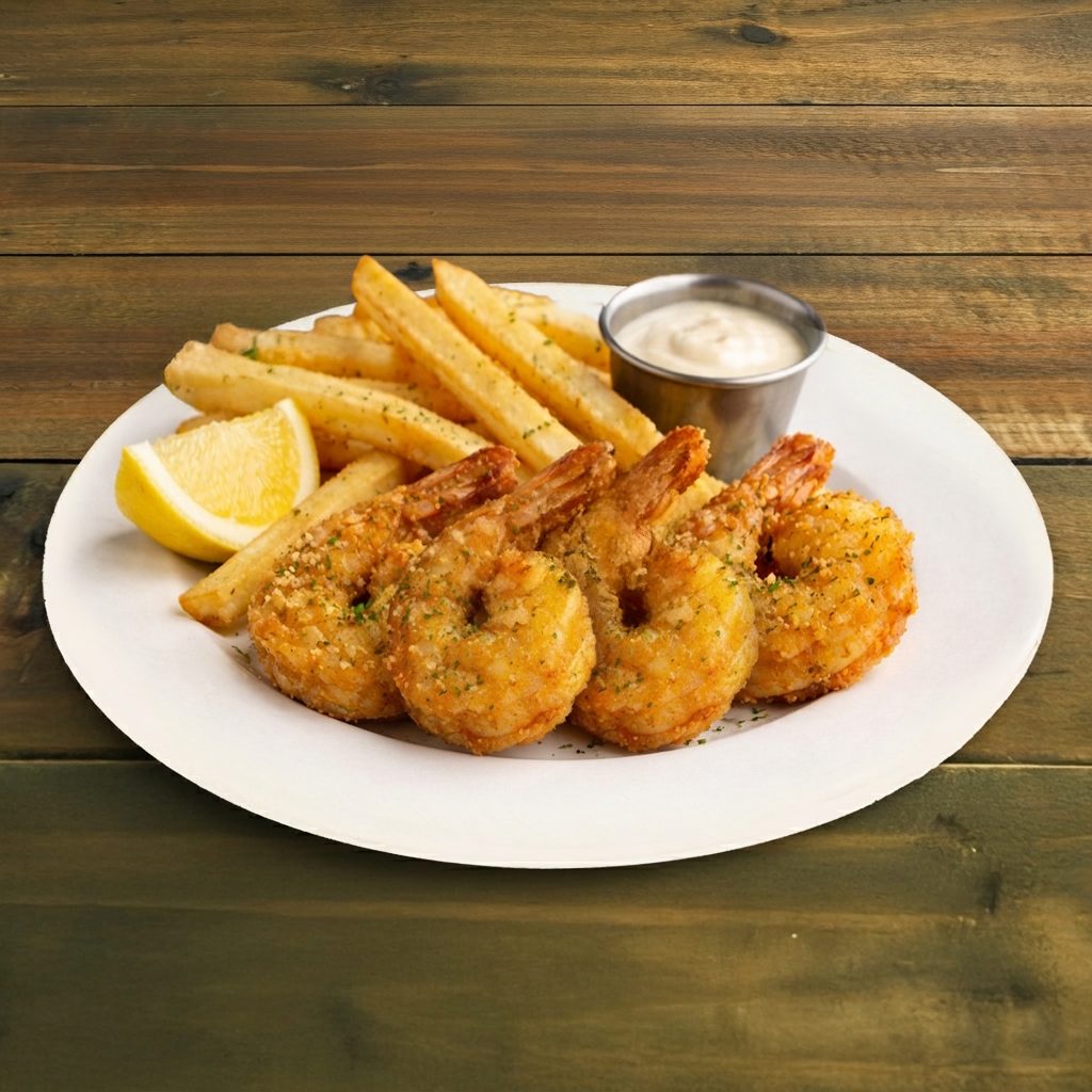 4 Pcs Shrimp with fries.