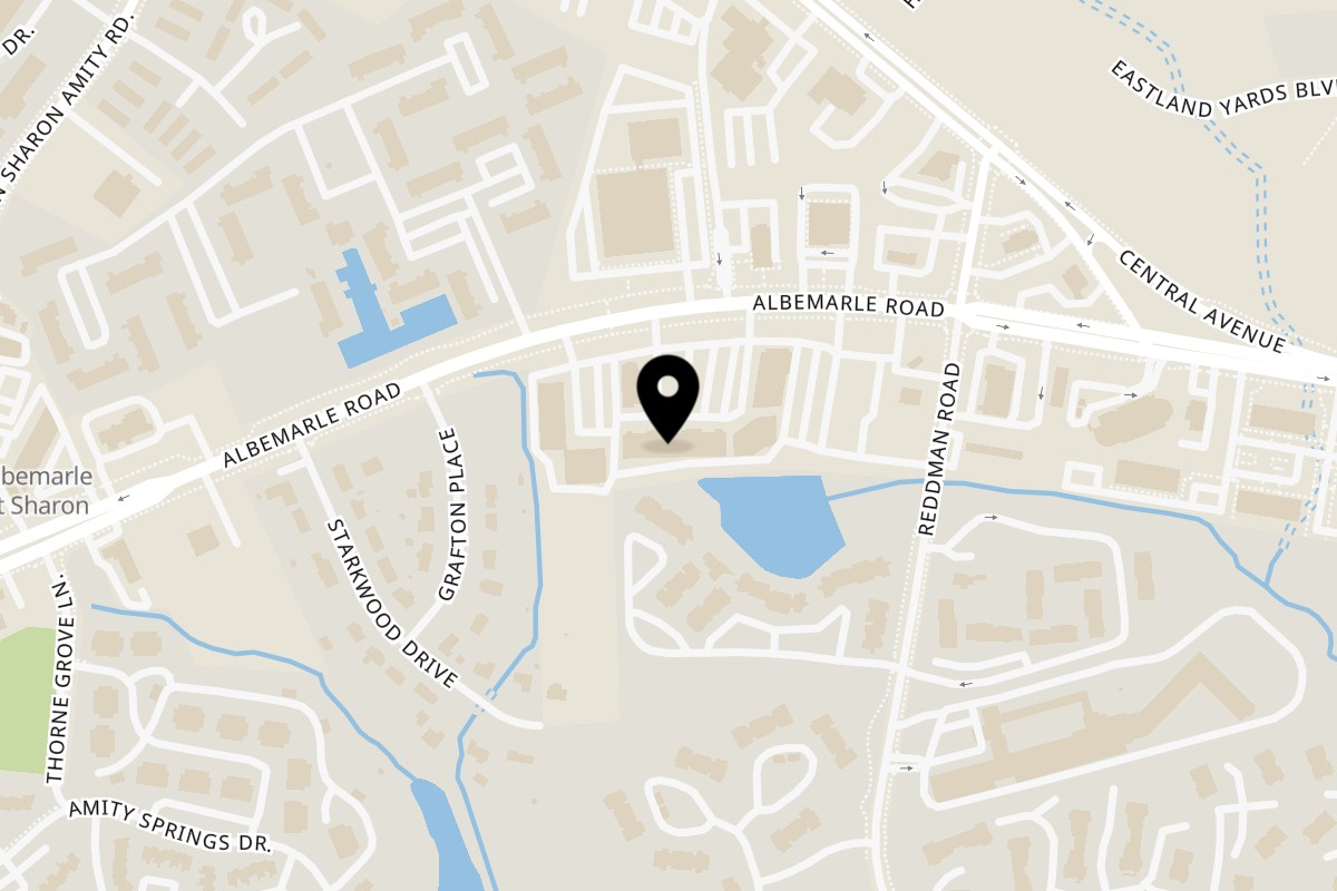 Map showing the location of US Fried Chicken Albemarle on 5600 Albemarle Rd Suite 800 in Charlotte